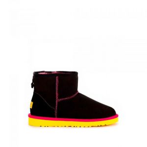 Женские угги мини Classic Mini II Black-Yellow