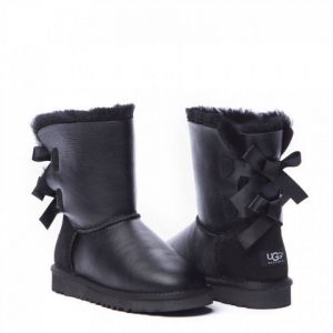 Детские угги с лентами металлик Bailey Bow Metallic Black