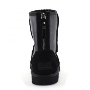Mens Classic Short Zip Metallic Black